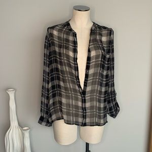 Sheer Black Button Up